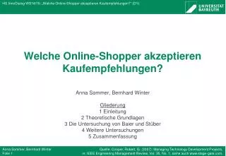 Welche Online-Shopper akzeptieren Kaufempfehlungen?