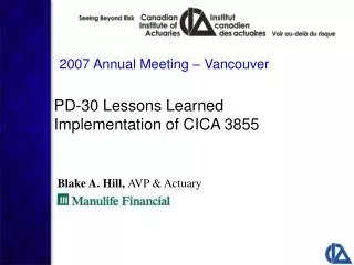 PD-30 Lessons Learned Implementation of CICA 3855