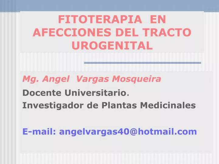 fitoterapia en afecciones del tracto urogenital