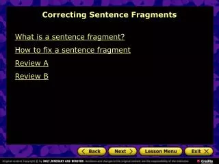 Correcting Sentence Fragments