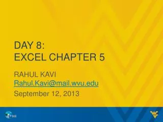 Day 8: Excel Chapter 5