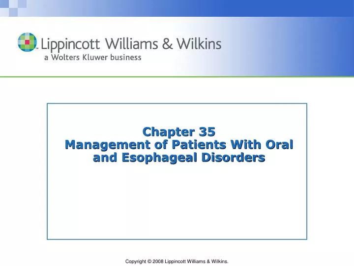chapter 35 management of patients with oral and esophageal disorders