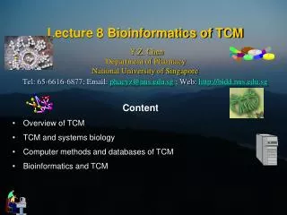 Content Overview of TCM TCM and systems biology Computer methods and databases of TCM