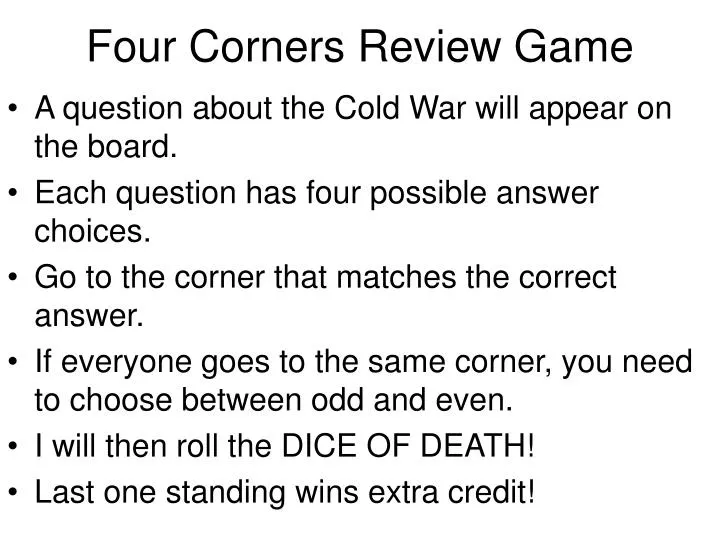 four corners review game