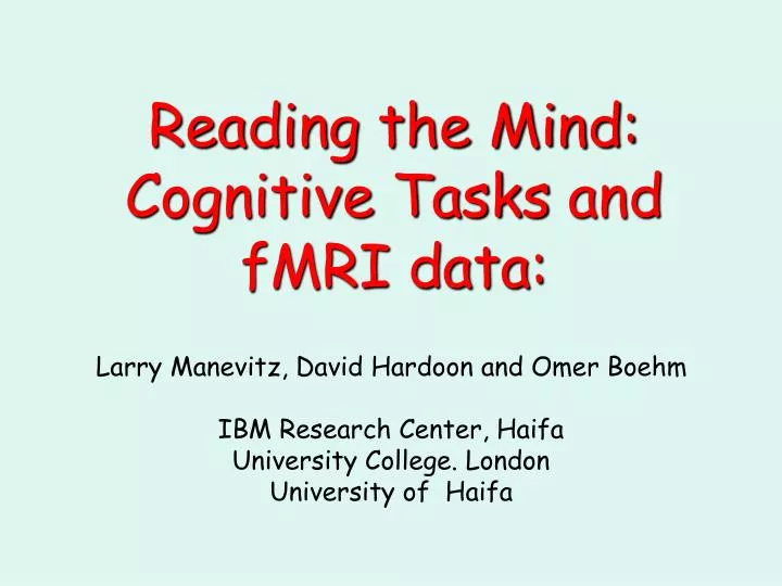 reading the mind cognitive tasks and fmri data