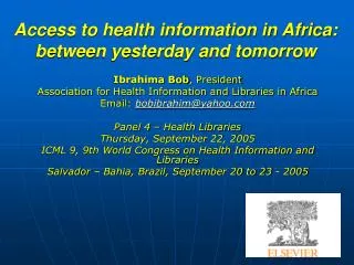Access to health information in Africa: between yesterday and tomorrow