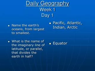 Daily Geography Week 1 Day 1