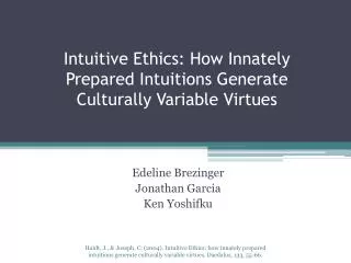 Intuitive Ethics: How Innately Prepared Intuitions Generate Culturally Variable Virtues