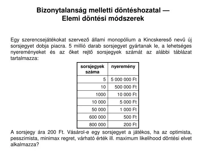 bizonytalans g melletti d nt shozatal elemi d nt si m dszerek