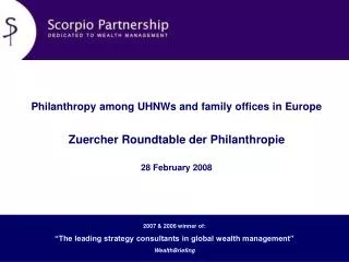 Philanthropy among UHNWs and family offices in Europe Zuercher Roundtable der Philanthropie