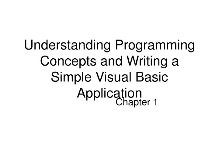 understanding programming concepts and writing a simple visual basic application
