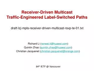 draft lzj mpls receiver driven multicast rsvp te 01 txt