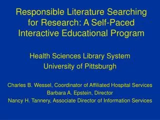 Responsible Literature Searching for Research: A Self-Paced Interactive Educational Program