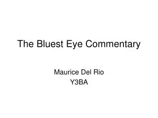 The Bluest Eye Commentary