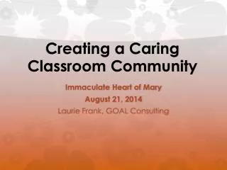 Creating a Caring Classroom Community