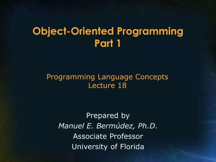 object oriented programming part 1