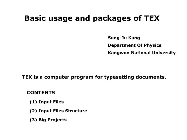 basic usage and packages of tex