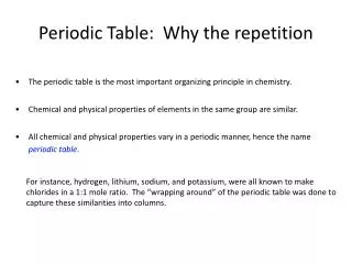 Periodic Table: Why the repetition