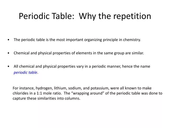 periodic table why the repetition
