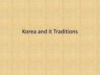 korea and it traditions