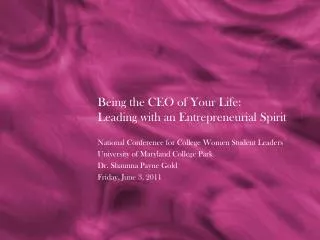 Being the CEO of Your Life: Leading with an Entrepreneurial Spirit