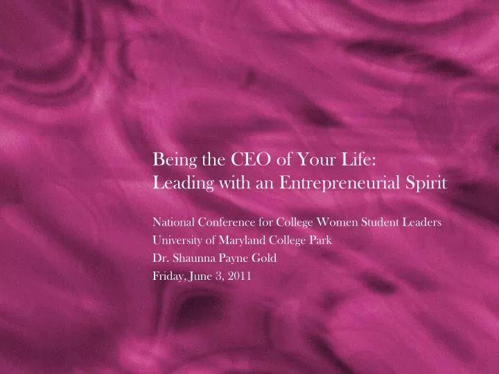 being the ceo of your life leading with an entrepreneurial spirit