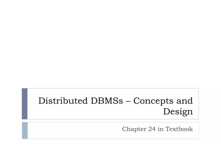 distributed dbmss concepts and design