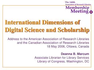 International Dimensions of Digital Science and Scholarship