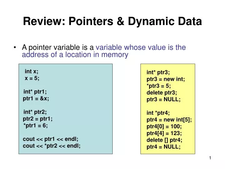 review pointers dynamic data