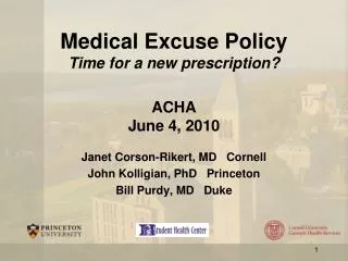 Medical Excuse Policy Time for a new prescription? ACHA June 4, 2010