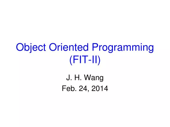 object oriented programming fit ii