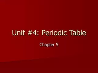 Unit #4: Periodic Table