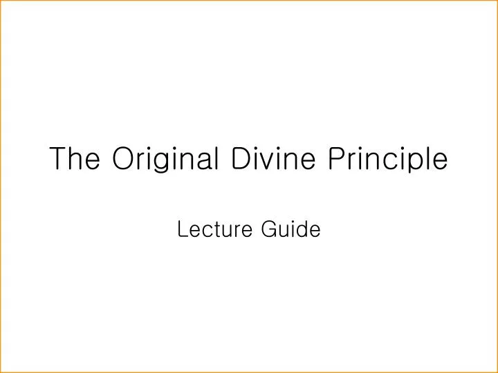 the original divine principle