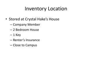 Inventory Location