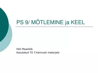 ps 9 m tlemine ja keel