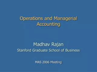 Operations and Managerial Accounting