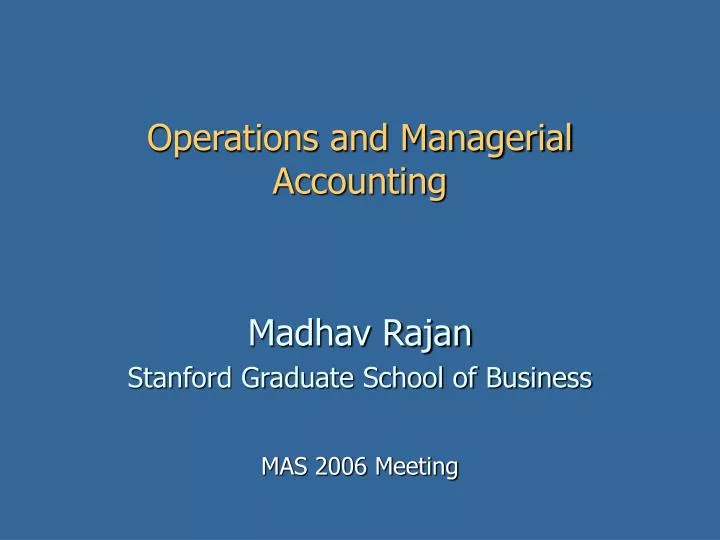 operations and managerial accounting