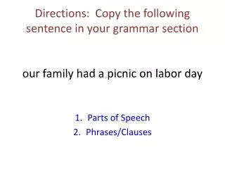 Parts of Speech Phrases/Clauses