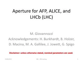 Aperture for AFP, ALICE, and LHCb (LHC)