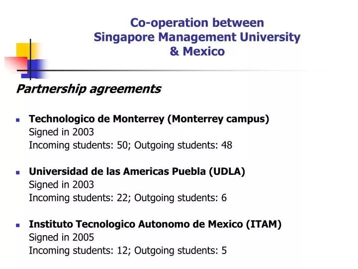 co operation between singapore management university mexico