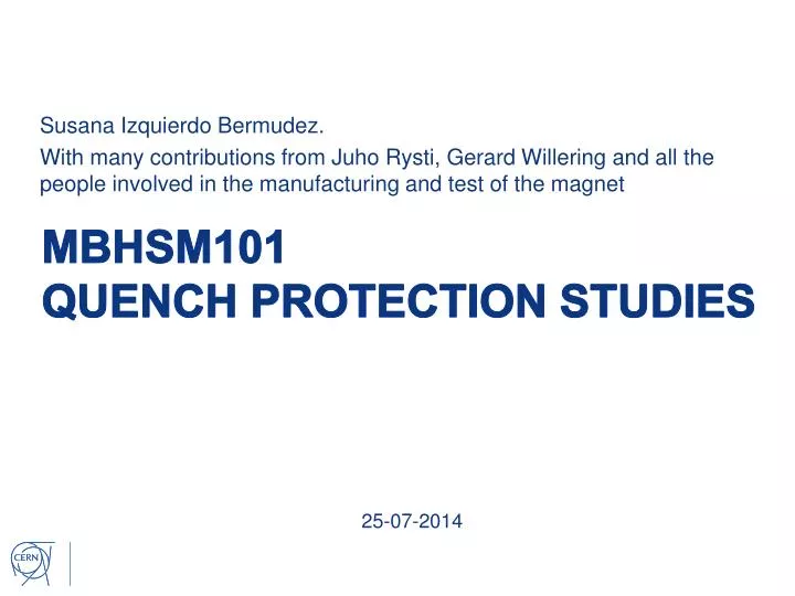 mbhsm101 quench protection studies
