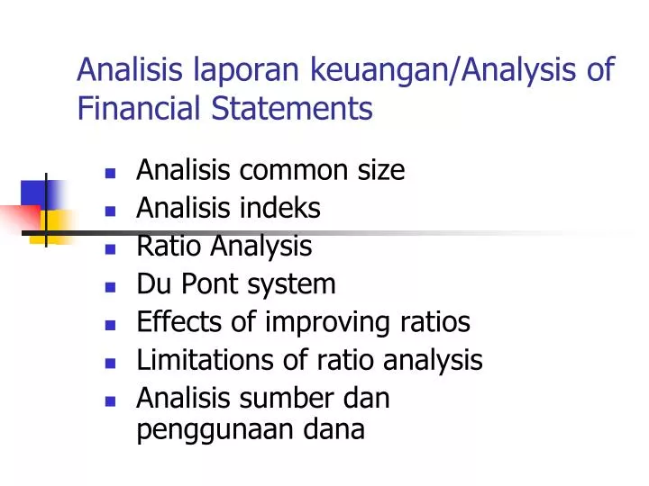 analisis laporan keuangan analysis of financial statements