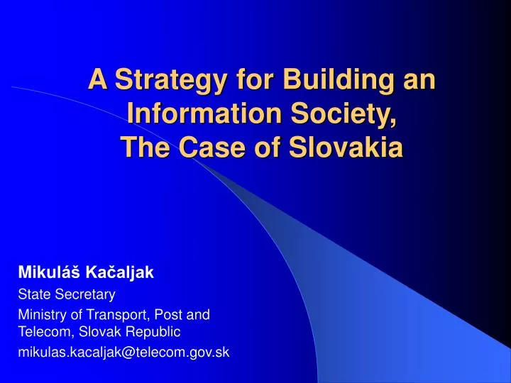 a strategy for building an information society the case of slovakia