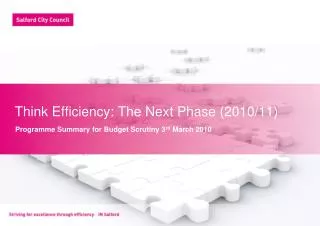 Think Efficiency: The Next Phase (2010/11)