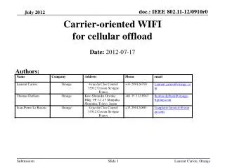 Carrier-oriented WIFI for cellular offload