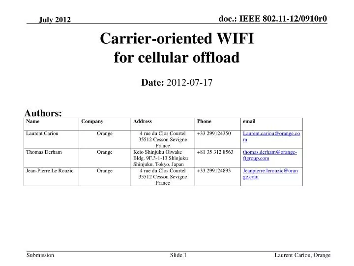 carrier oriented wifi for cellular offload