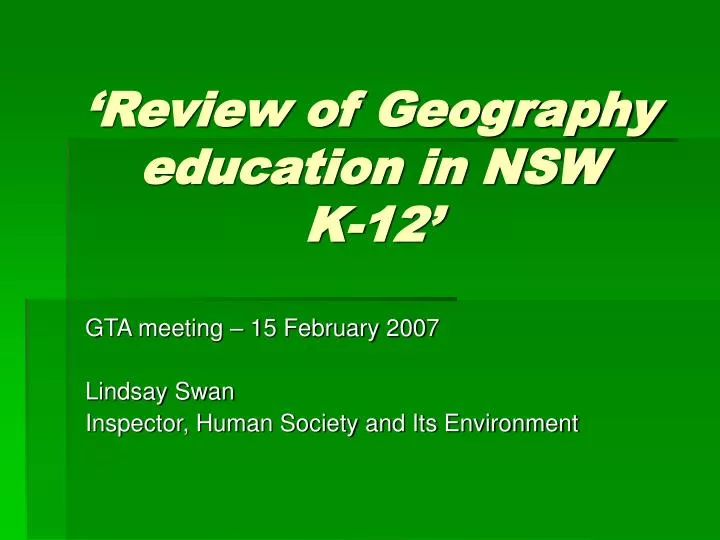 review of geography education in nsw k 12