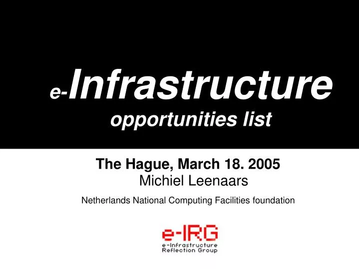 e infrastructure opportunities list