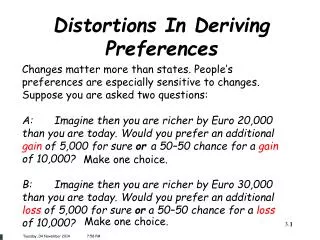 Distortions In Deriving Preferences