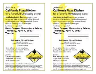 Fundraiser in support of Deer Canyon Elementary School Thursday, April 4, 2013